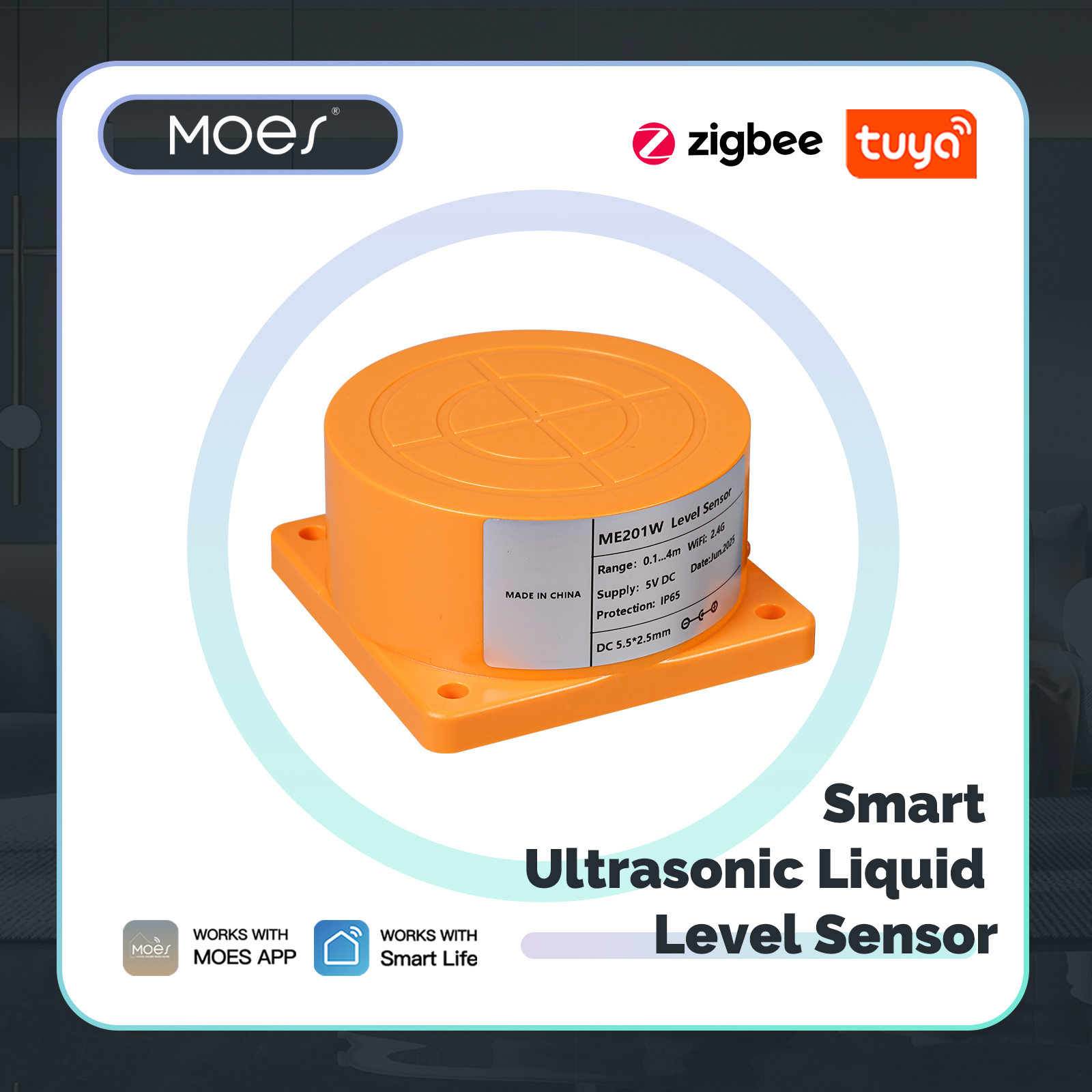 Water Alarm Sensor - MOES Tuya WiFi/ZigBee Smart Water Level