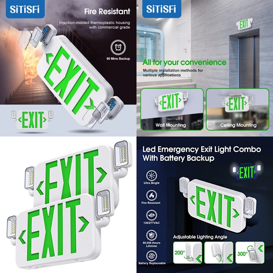 Emergency Exit Sign - Led Combo Emergency Exit Sign Light