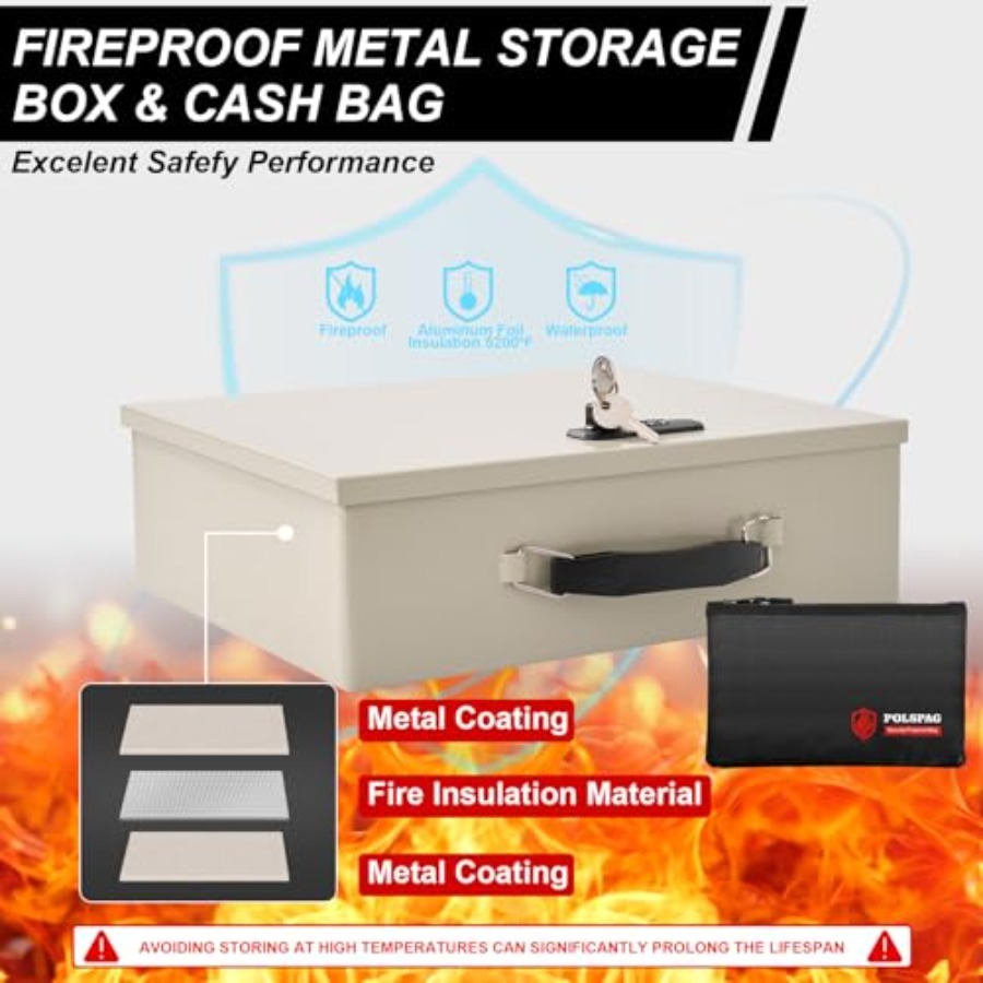 Fireproof Document Box with Ke - Fire Safe Document avaliação e preço