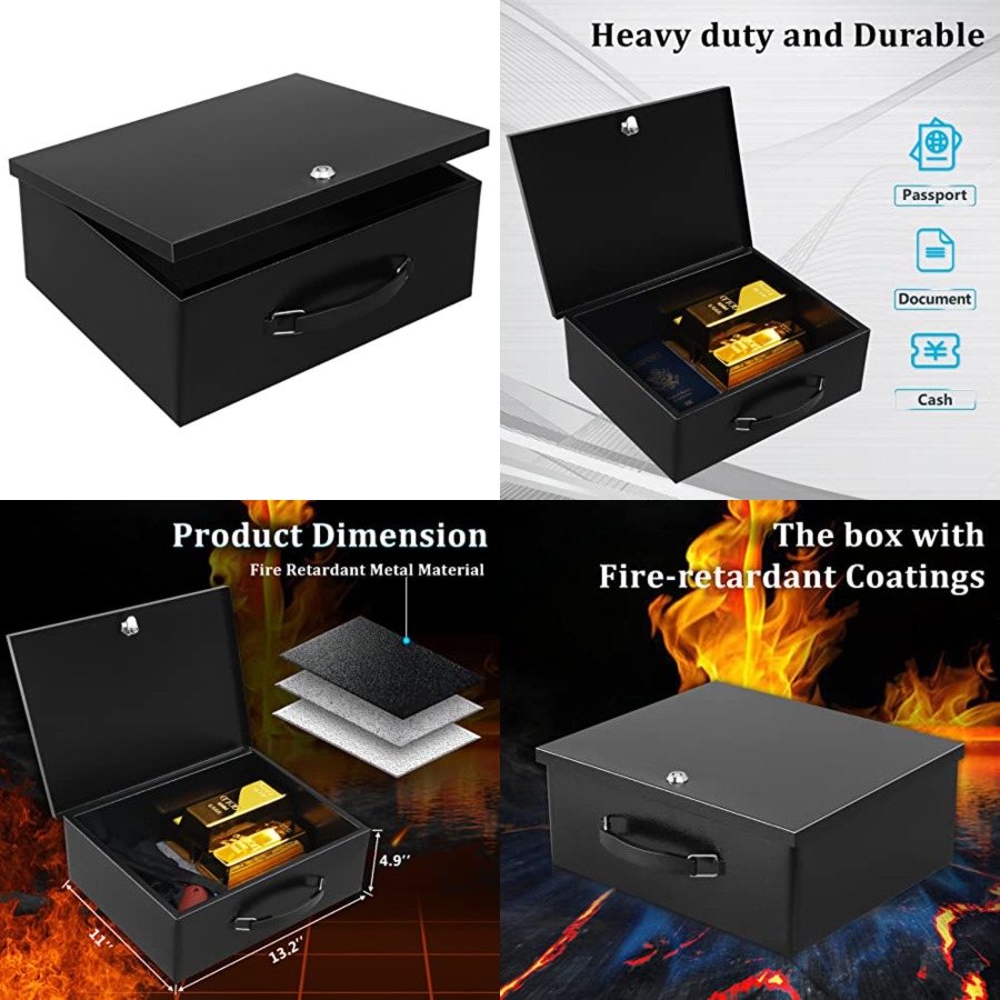 Portable Metal Safe Box with K - Fire Safe Document avaliação e preço