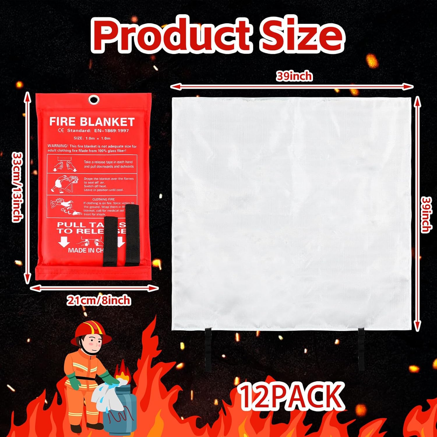 12 Pack Fire Blankets 39x39 In - Fire Blanket Kitchen avaliação e preço