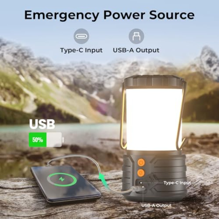 Camping Lantern, 5000mAh Recha - Power Outage Light avaliação e preço