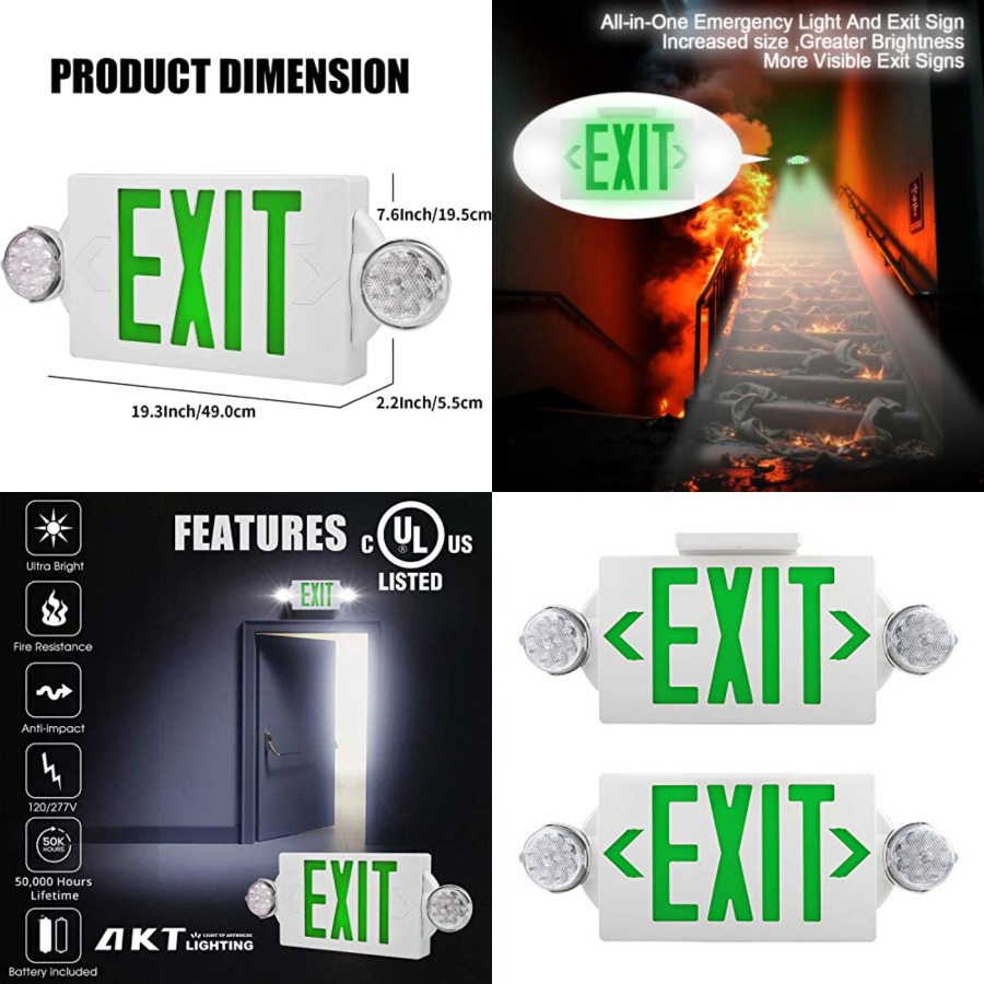 Emergency Exit Light, Adjustab - Emergency Exit Sign avaliação e preço