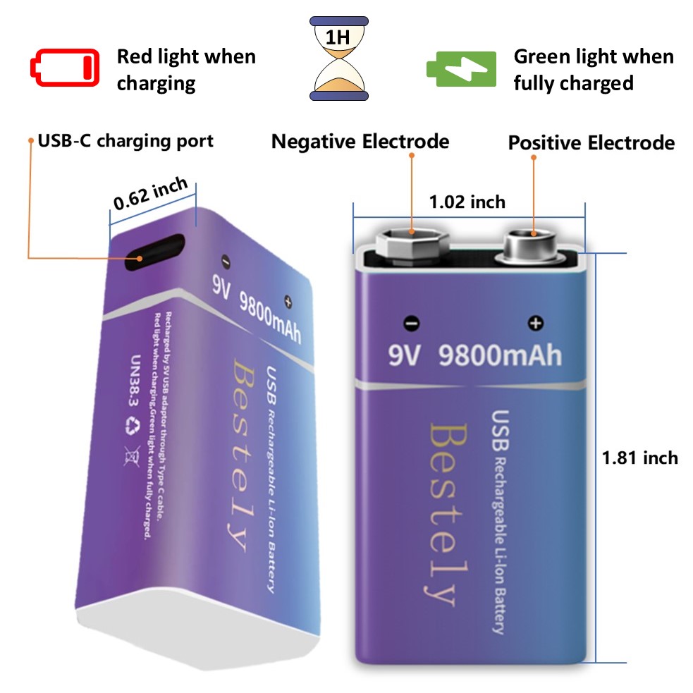 Rechargeable 9V Battery, 9800m - Smoke Detector Interconnected avaliação e preço