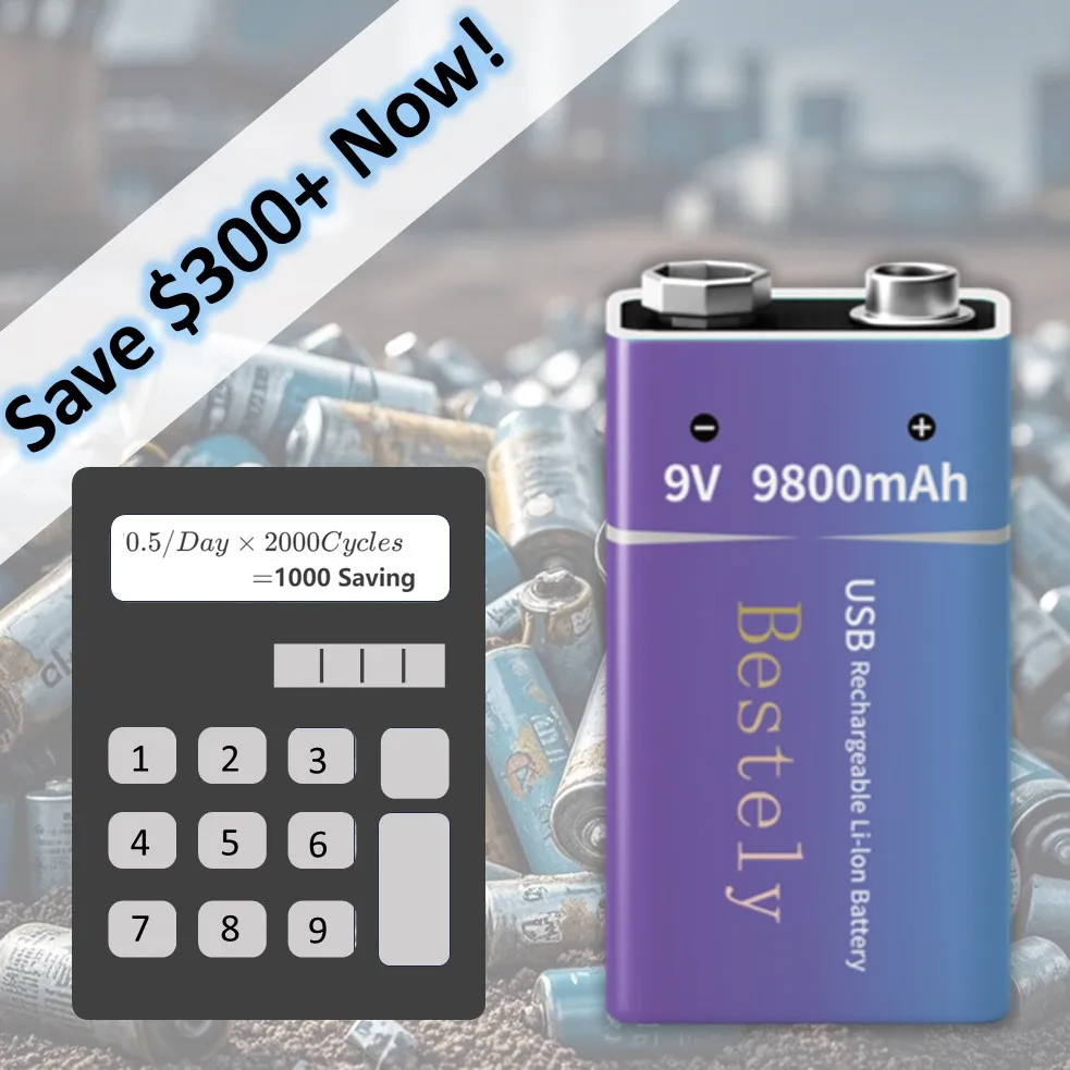 Rechargeable 9V Battery, 9800m - Smoke Detector Interconnected avaliação e preço