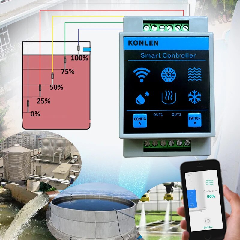 KONLEN Tuya Water Level Sensor - Water Alarm Sensor avaliação e preço