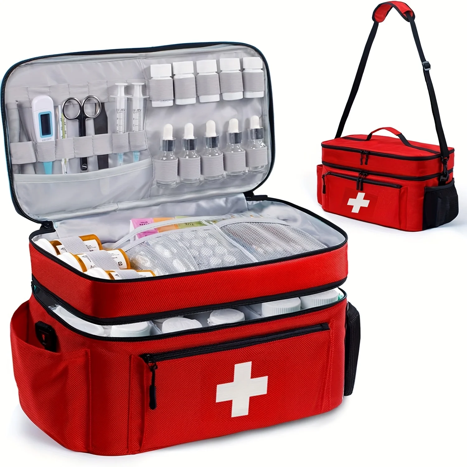 Double-layered Travel Medicine - First Aid Bag Kit avaliação e preço