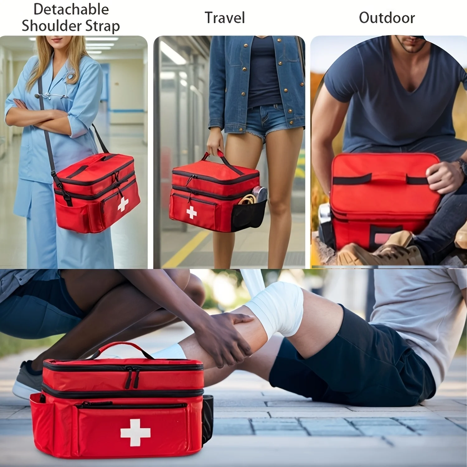 Double-layered Travel Medicine - First Aid Bag Kit avaliação e preço